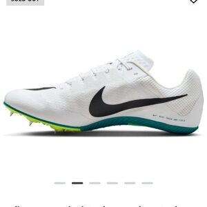 Nike White Black Track Spikes with Teal and Lime Accents